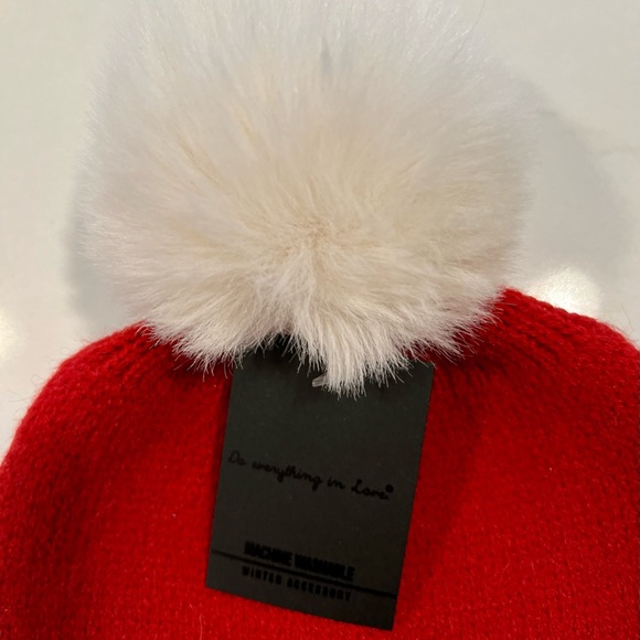 Red Snow Winter Hat w/Pom Pom - Picture 6 of 8
